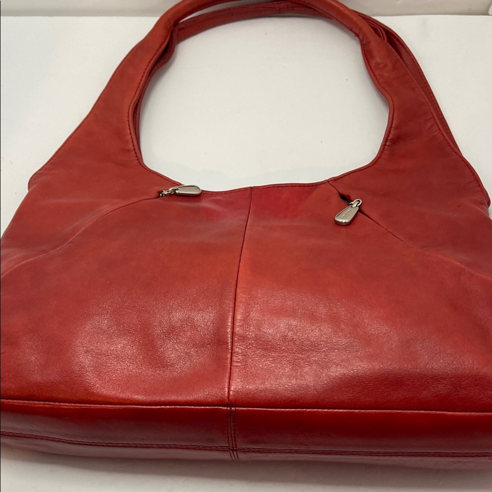 Jones New York Red Leather Shoulder Bag